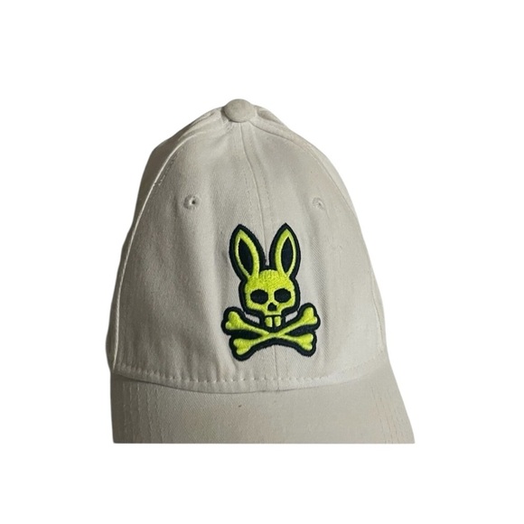 Psycho Bunny Embroidered Skull & Crossbones Hat Cap One Size White Adjustable - Picture 3 of 14